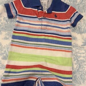 Ralph Lauren Colorful Striped Polo Romper